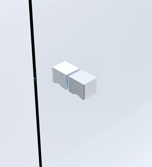 90x80cm Corner Frameless Shower Screen with White Brackets and SS Hinges, Square Knob Handle