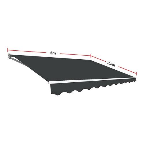 Automatic Retractable Awning 5x2.5m - Grey Outdoor Wall Sunshade