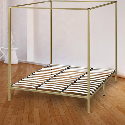 4 Four Poster King Bed Frame - Gold