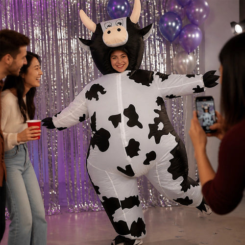 Adult Inflatable Cow Costume Blow Up Fancy Dress Halloween Party Suit