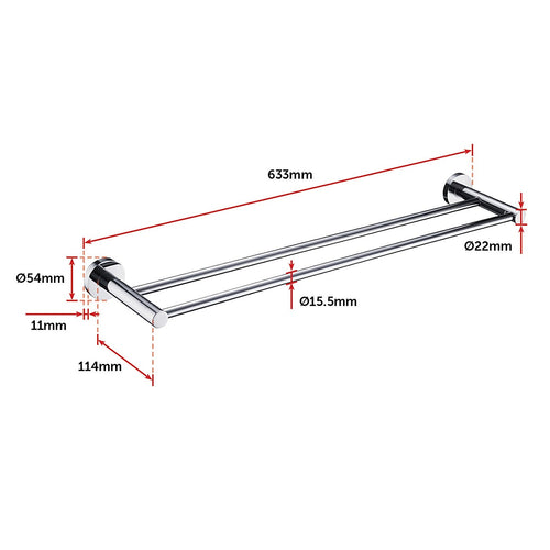 Double Classic Chrome Towel Bar Rail Bathroom   