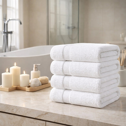 500 GSM Cotton Bath Towels 4 Pack White
