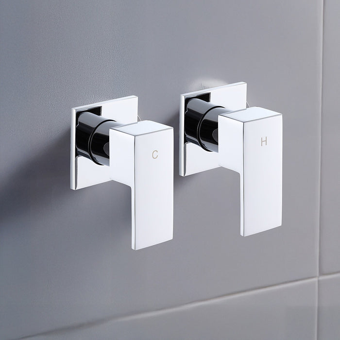 Bathroom Shower Bath Hot and Cold Square Mixer WATERMARK Certified - Chrome