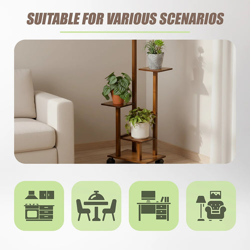 4 Tier Vertical Dark Wood Plant Stand Indoor Display Rack