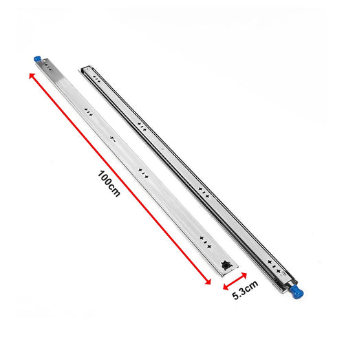 100cm Heavy Duty Drawer Runners Pair – 100kg Locking Slide Rails