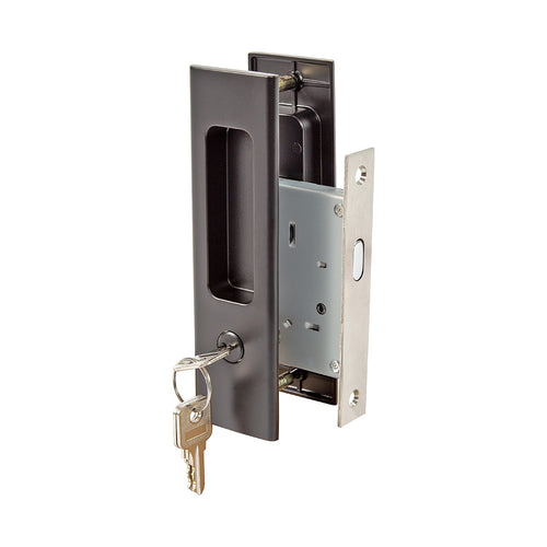 160mm Recessed Sliding Door Lock Handle Set with Key Lock for Pocket & Timber Doors
