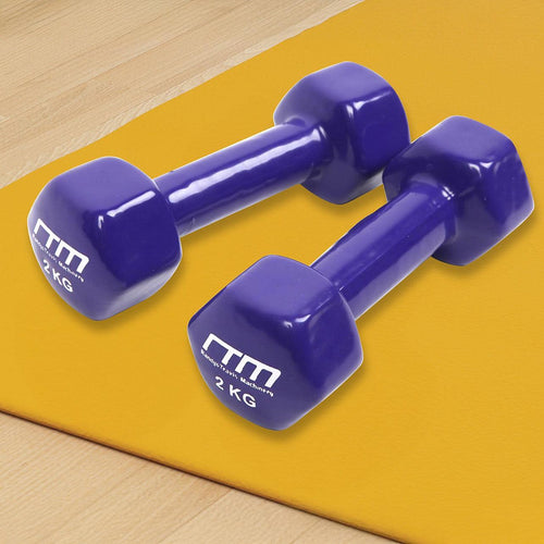 2kg Dumbbells Pair PVC Hand Weights PVC Coated