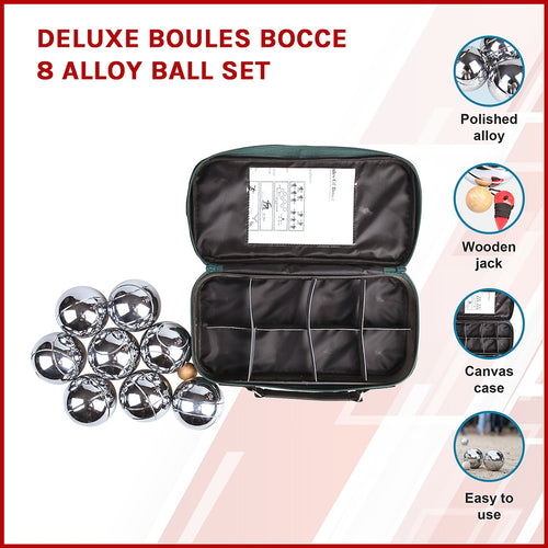 Deluxe Boules Bocce 8 Alloy Ball Set