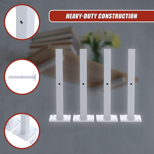 20cm Floating Shelf Brackets Industrial Metal Shelving Supports 4-Pack - White