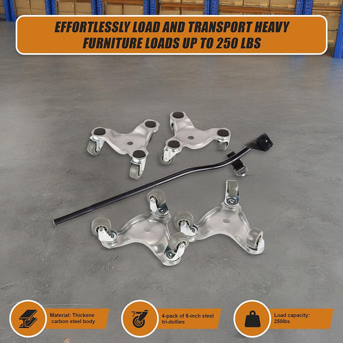 4 X All-purpose Dolly Metal Heavy Duty Furniture Mover Slider Set 