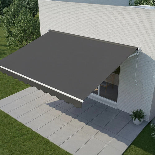 Outdoor Awning Grey - 4x3m Retractable Sunshade