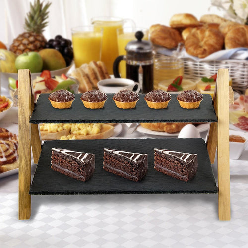 Party 2 Tier Cake Stand Slate Wedding Tiered Serving Stand Afternoon Tea
