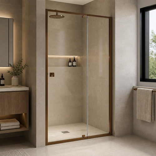 Semi-Frameless Shower Screen – Dust Brown, Front: (114~122)x195cm, No Side Return