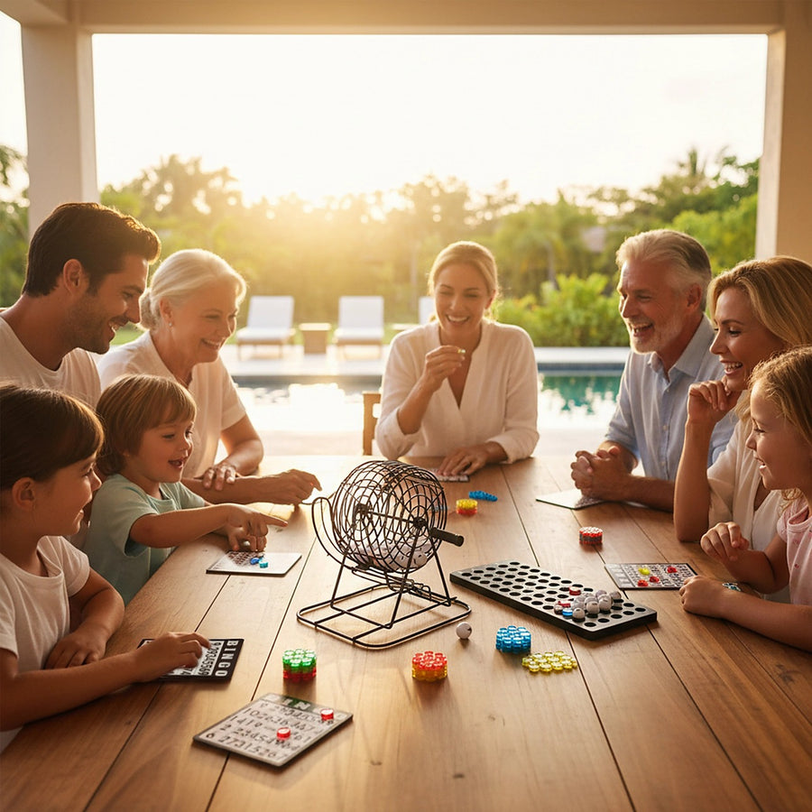 Bingo Game Set with Cards, Balls and Cage for Family Party Fun