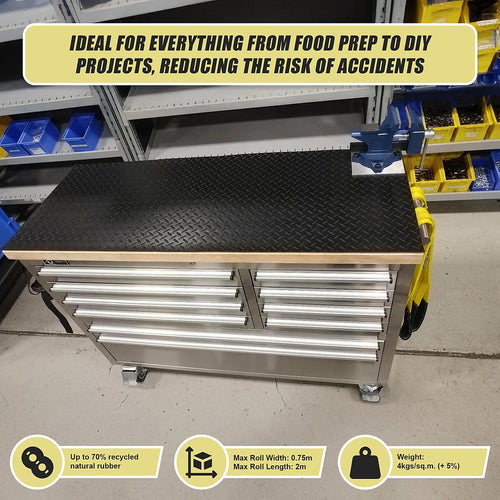 2m Heavy Duty Workshop Bench Protector Mat – Durable Rubber Anti-Slip Workbenches Cover