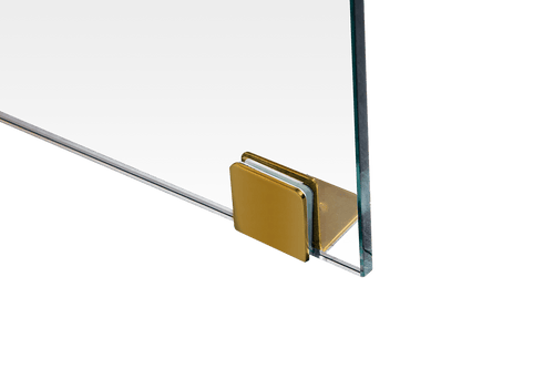 Frameless 10mm Glass Shower Screen 90 x 100cm GOLD Hinges/Brackets and ROUND Handle