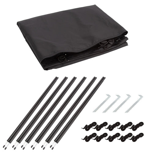 Camping Windbreak with Clear Windows & Bag – 725x140cm Black