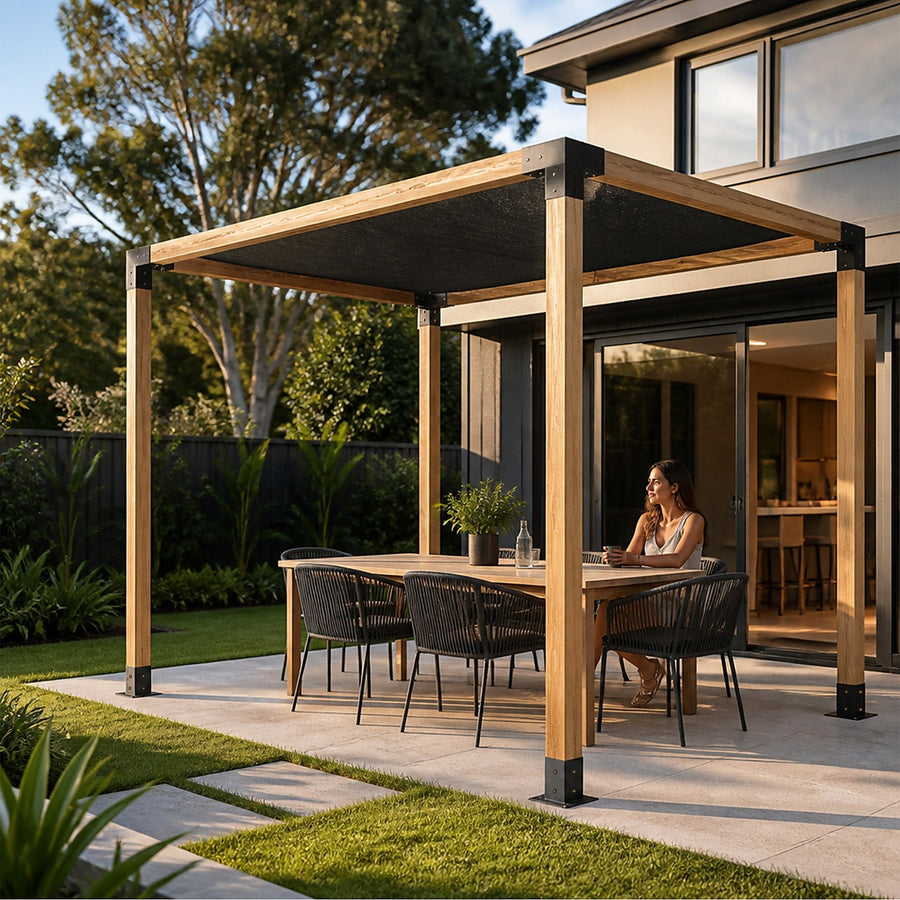DIY Pergola Kit – Single with Black Screen Set with Brackets
