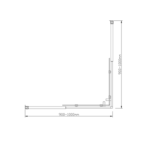 Adjustable 1000x1000mm Sliding Door Glass Shower Screen with Shower Handle Style 2 - Chrome
