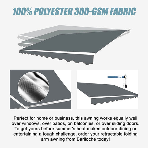 Automatic Retractable Awning 5.0 x 3.0m - Grey Outdoor Wall Sunshade