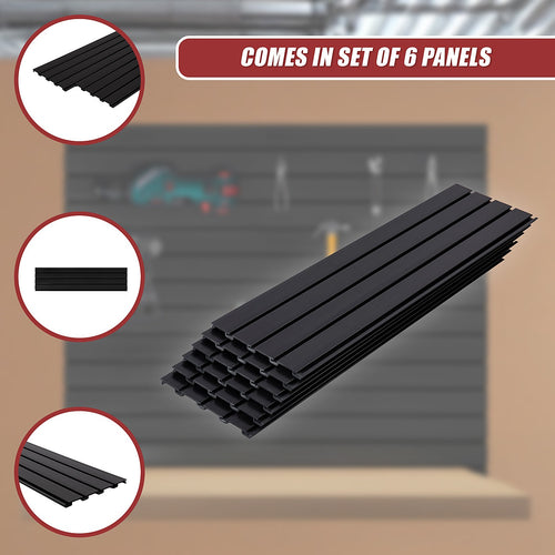 Slatwall Storage Pack for Retail Display Garage Storage - Black PVC Panels