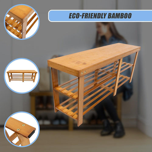 Bamboo Shoe Rack Wooden Bench Storage Organiser Cabinet Holder Stool