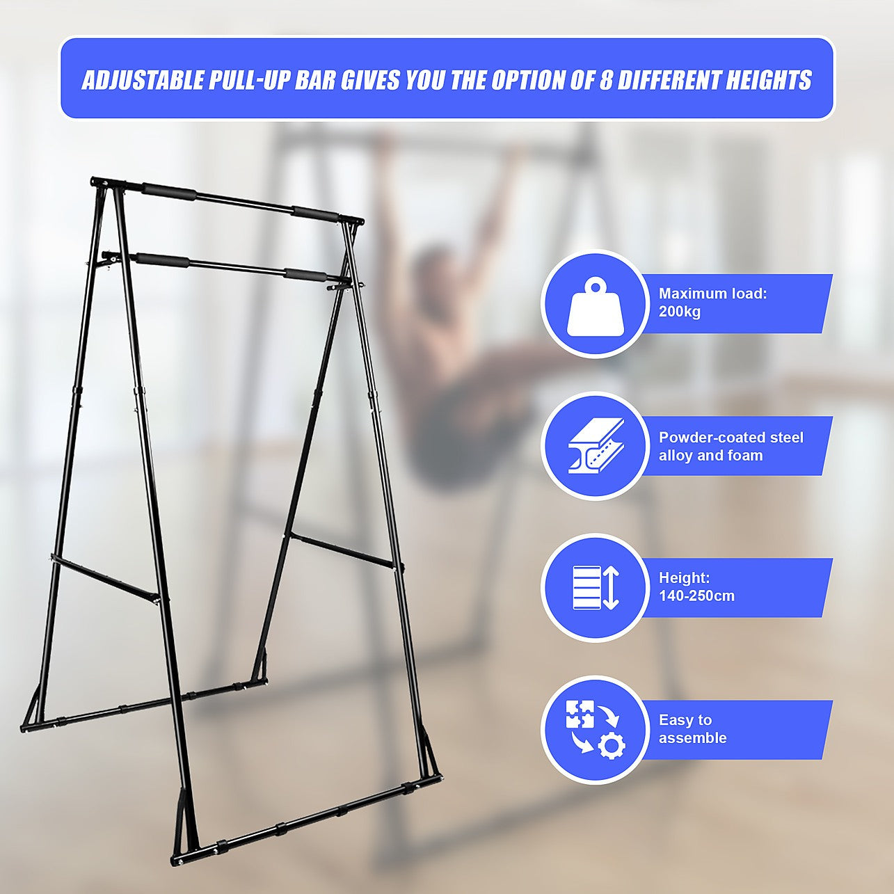 Pull up Bar Free Standing Pull up Stand Sturdy Frame Indoor Pull Ups Machine Sports Fitness Pilates Toning Yoga