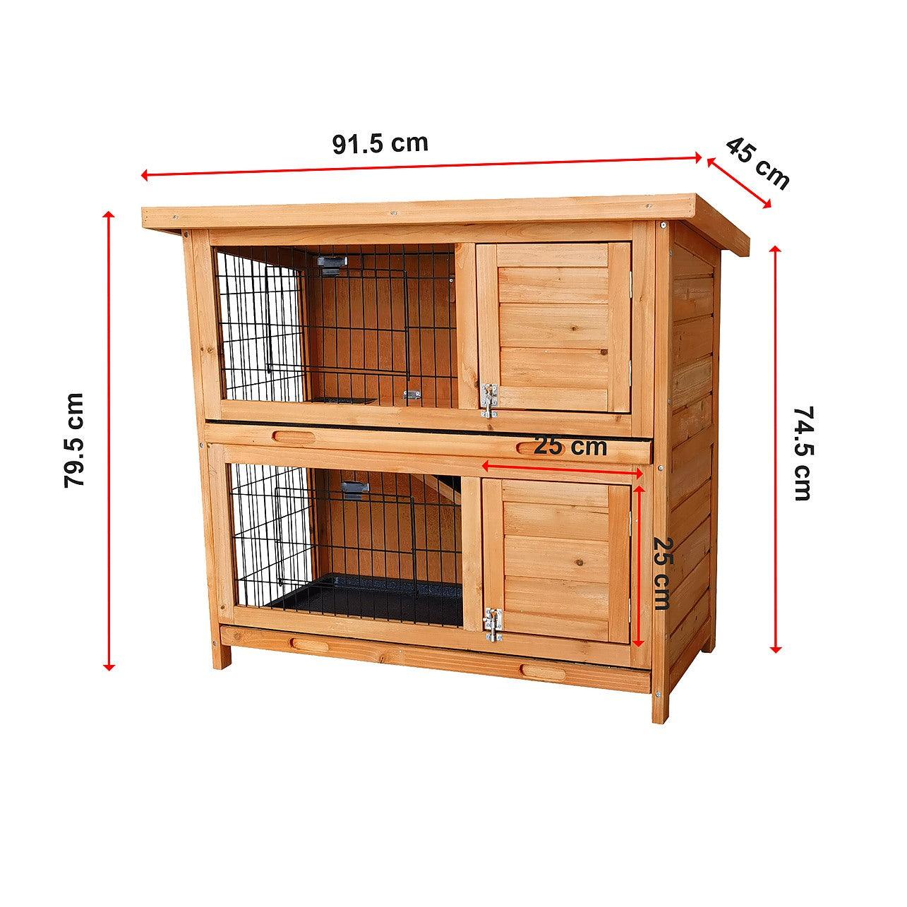 Large Rabbit Hutch with BASE Chicken Coop 2 Storey Guinea Pig Pet Cage House Wood brown Home Lifestyle Pet Supplies