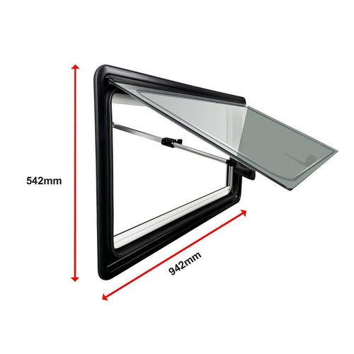 RV Caravan Camper Van Hinged Push Out Window Motorhome Exit Window 900mm x 500mm