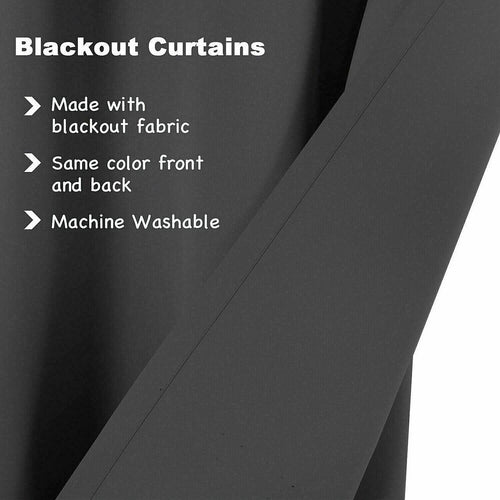 Black 2X Blockout Curtains Blackout Window Curtain Draperies Pair Eyelet for Bedroom 132 x 213cm