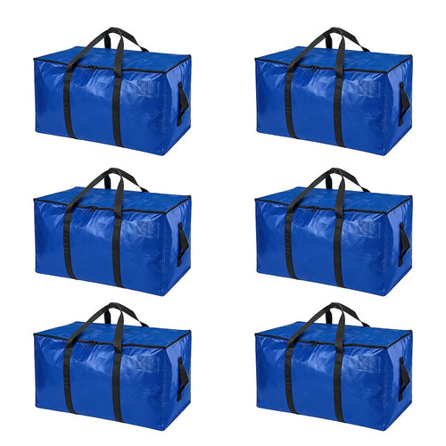 88L Heavy Duty Moving Storage Bags 6 Pack Reinforced Carry Bags with Handles, Straps & Zip for Clothes, Bedding & Moving
