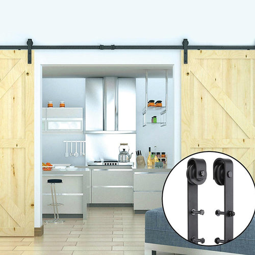 Black Sliding Barn Door Hardware 3.6M 