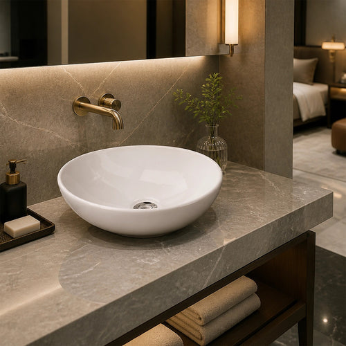 Ceramic Basin – 41cm Oval Above Counter Bathroom Sink