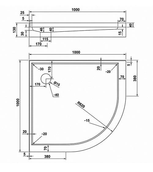 100x100cm Rounded Sliding 6mm Curved Shower Screen – Black with White Base Hardware with Base