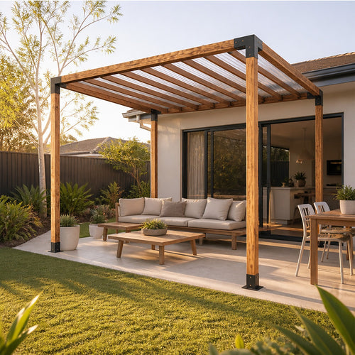 DIY Pergola Kit – Single with Top Rafters Set with Brackets