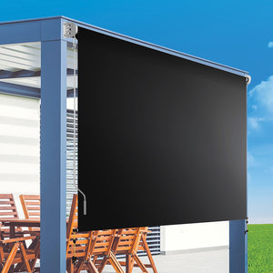 Retractable Straight Drop Awning Screen - Black - 3x2.5m 