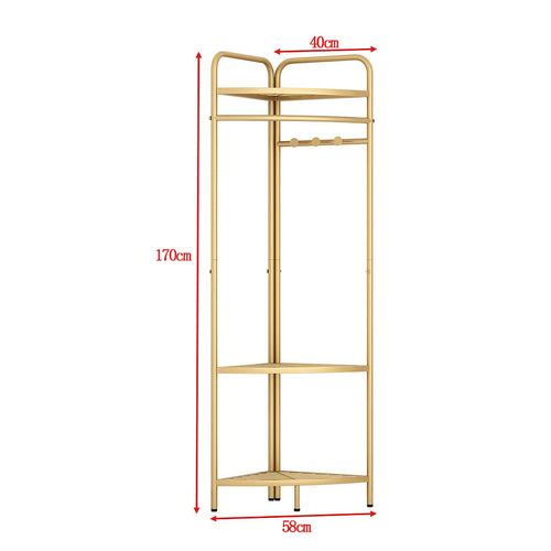 Corner Gold Clothing Rack – Stylish Metal Clothes Storage Stand for Bedroom & Wardrobe Organisation