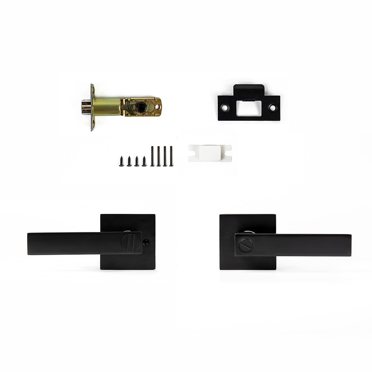 Door Handle Set Lever Privacy Function Square Black - Privacy - Square ...
