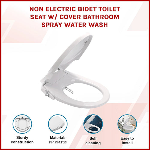 Non Electric Bidet Toilet Seat W/ Cover Bathroom Spray Water Wash