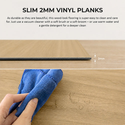 Self Adhesive Vinyl Floor Tiles Peel & Stick Flooring Natural Plain Oak 16 Pack 2.3m²