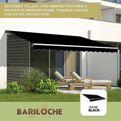 Outdoor Awning Black - 5x3m Retractable Sunshade