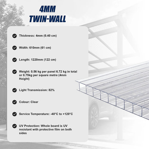 Polycarbonate Roofing Sheets Clear – UV Resistant Corrugated Roof Panels 610x1220mm (12 Pack Bulk Pack)