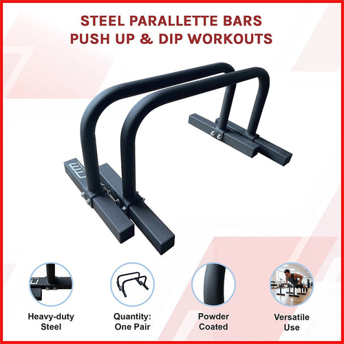Steel Parallette Bars for Push-Ups, Dips & Calisthenics – Heavy-Duty Home Strength Training Equipment