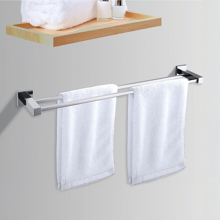Double Classic Chrome Towel Bar Rail Bathroom