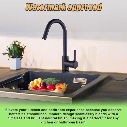 Kitchen Mixer Tap Faucet for Basin Laundry Sink in Black