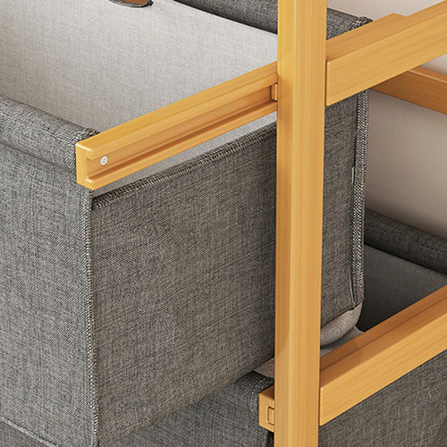 Bamboo Shelf with Storage Hamper – Wooden Organiser Rack with Three-Set Removable Laundry Bags