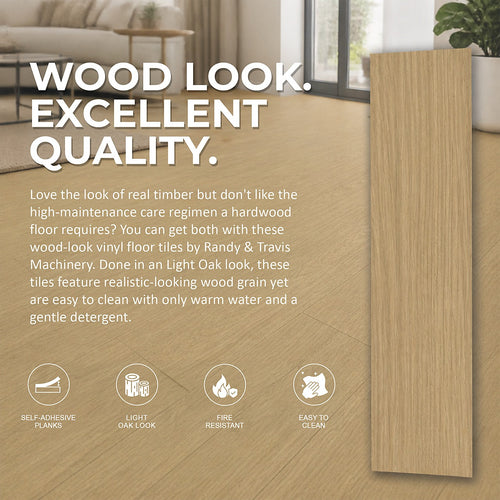 Self Adhesive Vinyl Floor Tiles Peel & Stick Flooring Light Oak 16 Pack 2.3m²