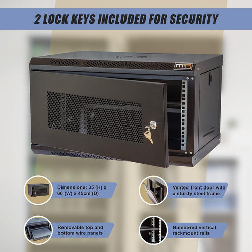 19" 6U Wall Mount Network DVR NVR Data Cabinet Enclosure