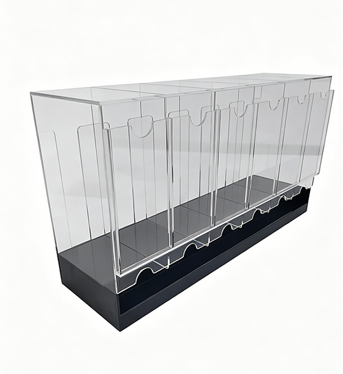 6 Slot Booster Pack Dispenser Acrylic Stackable Black Base