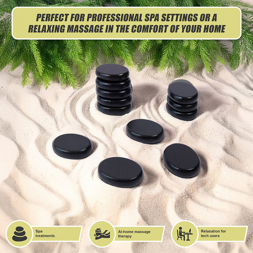 12-Piece Hot Massage Stone Set – Natural Basalt Stones for Spa, Stress Relief & Relaxation Therapy